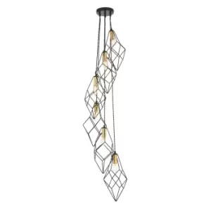 Image of Jaxon Plate Pendant Ceiling Lamp, Matt Black, Gold Effect Plate