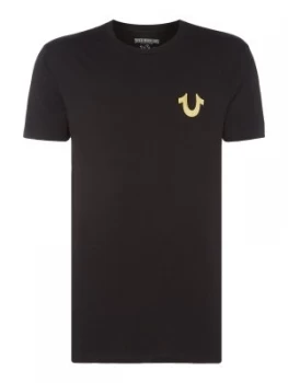 Image of Mens True Religion Metallic flock print t shirt Black