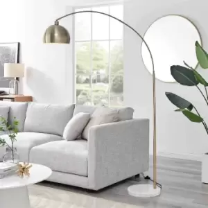 Image of Furniture Box Holden Gold and White Metal Marble Floor Arc Standing Lamp Light