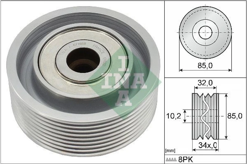 Image of Deflection / guide pulley, V-ribbed belt INA 532 0919 10