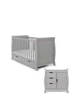 image of Obaby Stamford Classic Sleigh 2 Piece Room Set - Warm Grey