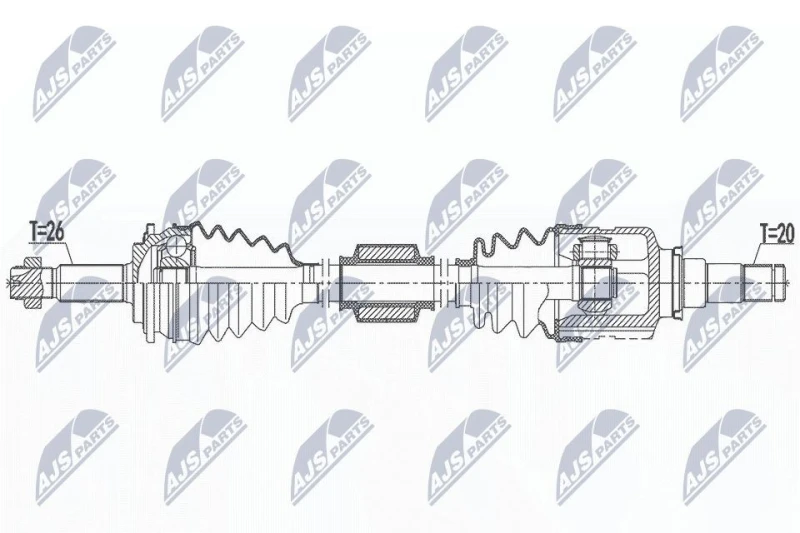 Image of NTY NPW-TY-185 Drive shaft Automatic Transmission, Front Axle Right Drive Shaft (13)