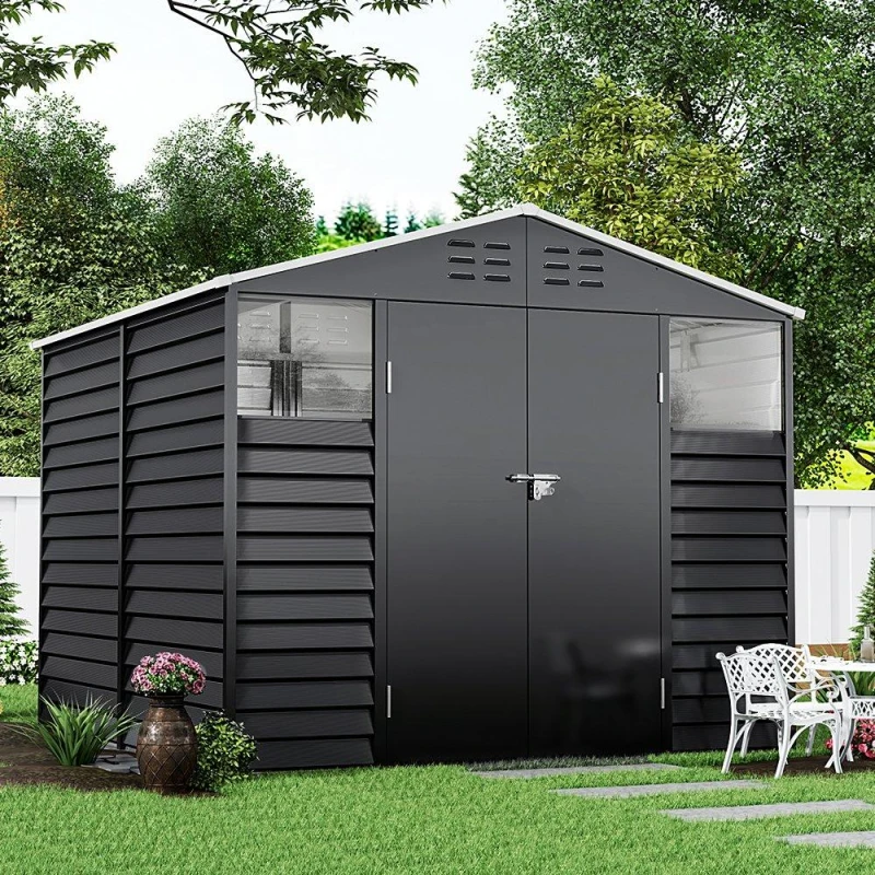 Image of Breeins 8x8fts Charcoal Steel Tool Shed Charcoal Black L
