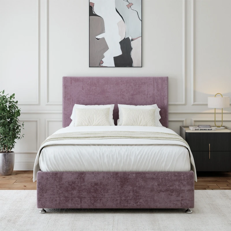 Image of Bedmaster Bedmaster Luxury Velvet 4 Drawer Divan Base And Plain Headboard in Mauve Size: Super King Mauve Super King Unisex 7867867729382