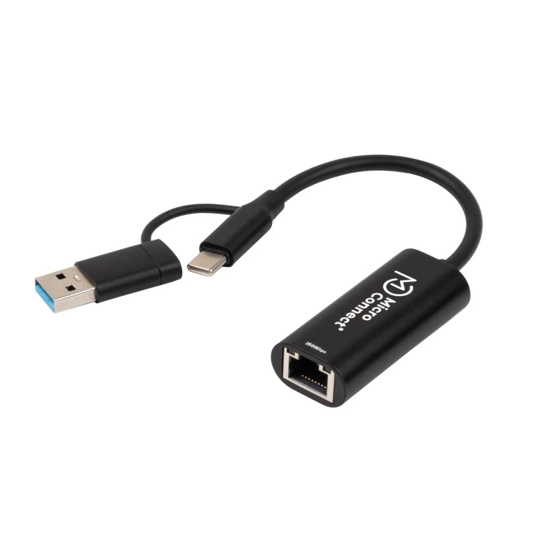 Image of Microconnect MC-USBACNET2.5G cable gender changer USB C RJ-45 Black