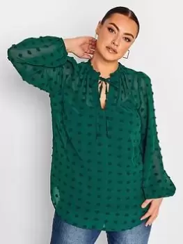 Image of Yours Yours Dobby Blouse Green, Size 26-28, Women