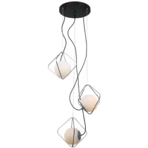 image of Italux Canto - Modern Hanging Pendant Chrome, Black 3 Light with White Shade, E27 Dimmable