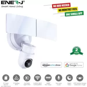 Image of Smart Twin LED Floodlight with 1080P Security Camera, White Body