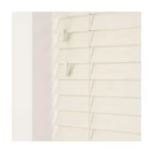 image of 120cm Misty White Faux Wood Venetian Blind With Strings (50mm Slats) Blind With Strings (50mm Slats)