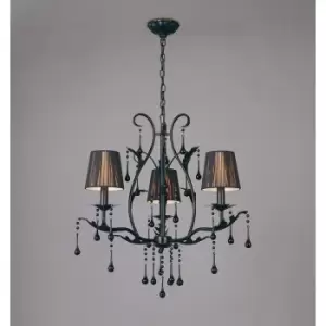 Image of Round Flur pendant light 3 Black bulbs