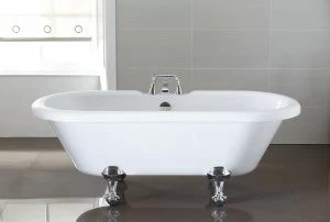 Image of Wickes Decadent Double Ended Roll Top Bath With Chrome Feet - 1750mm
