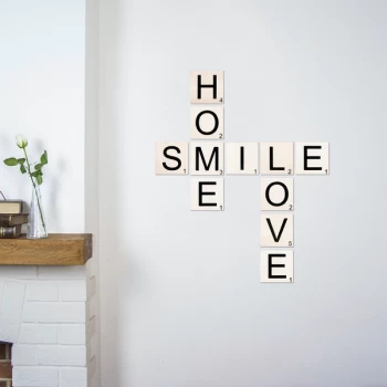 Image of Scrabble Set - 6 Black White Decorative Wooden Wall Accessory