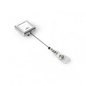 Image of Durable Retractable Badge Reel Chrome Square Quadro Pack of 10