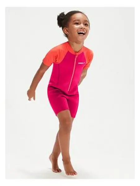 Image of Speedo Girls Learn to Swim Wetsuit - Pink, Size 2-3 Years, Women Pink 10GNG Female 2-3 YEARS