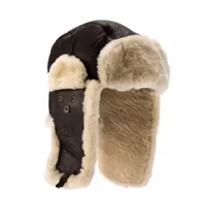 Image of Eastern Counties Leather Mens Shelford Sheepskin Pilot Hat (M) (Dark Brown Forest)