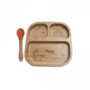 Image of Personalised Unicorn Bamboo Suction Plate and Spoon