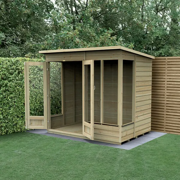 image of 7' x 5' Forest Beckwood 25yr Guarantee Double Door Pent Summer House (2.26m x 1.7m)