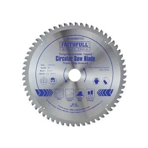 image of Faithfull TCT Circular Saw Blade Triple Chip Ground 250 x 30mm x 60T NEG