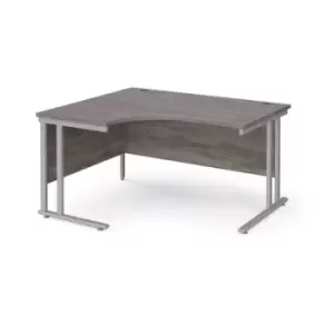 Image of Office Desk Left Hand Corner Desk 1400mm Grey Oak Top With Silver Frame 1200mm Depth Maestro 25 MC14ELSGO