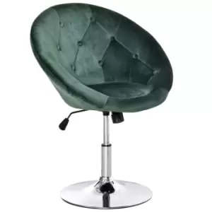 Image of Homcom Velvet Button Tufted Swivel Dining Height Adjustable Armless Tub Chair Green