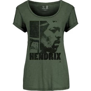 image of Jimi Hendrix - Let Me Live Womens Large T-Shirt - Green