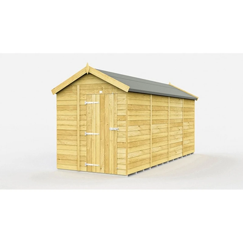 Image of Buttercup Farm 7 x 15 Feet Apex Shed - Single Door W/O Window - L454 x W214 x H217cm in Brown Brown Unisex