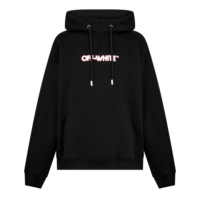Image of Off White Mens Round Logo Skate Pull Over Hoodie Black-White male XS