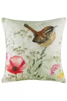 Image of Wren Hand-Painted Printed Cushion