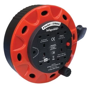 Image of Infapower X816 4 Socket 13 Amp5 Metre Enclosed Drum UK Plug