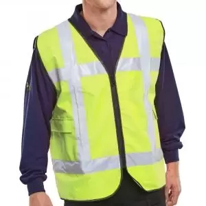 Image of Light Vest Safety Basic Front Light C W Pockets Saturn Yellow L XL