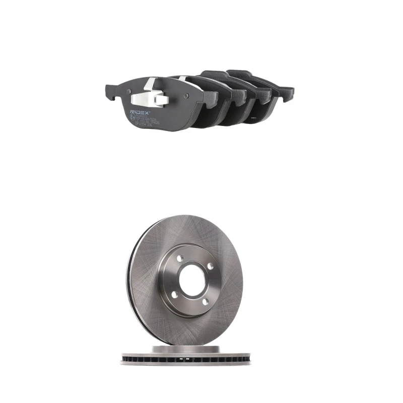 Image of RIDEX 3405B3512 Brake disc and pads set Front Axle, Brake Disc Type: Vented, with brake pads Brake Set,disc brakes (3405)