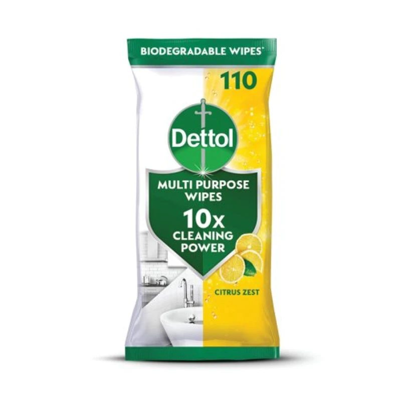 Image of Dettol Dettol Antibacterial Multipurpose Cleaning Wipes x110 Wipes Citrus (Pack of 4) 3297488 3297488