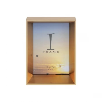 image of 4" x 6" - iFrame Gold Angled Box Photo Frame