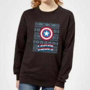 Image of Marvel Captain America Womens Christmas Sweatshirt - Black - M