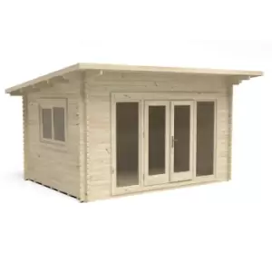 image of Forest Melbury 4.0m x 3.0m Log Cabin Double Glazed 24kg Polyester Felt, Plus Underlay - Installation Included