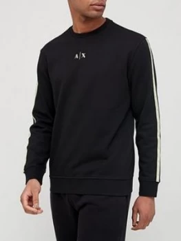 Image of Armani Exchange Neon Tape Logo Sweatshirt Black Size 2XL Men