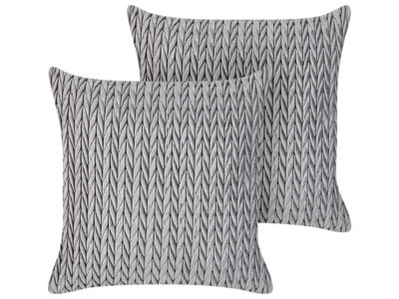 Image of Beliani Set Of 2 Decorative Cushions Eclipta 45 X 45cm Grey Solid