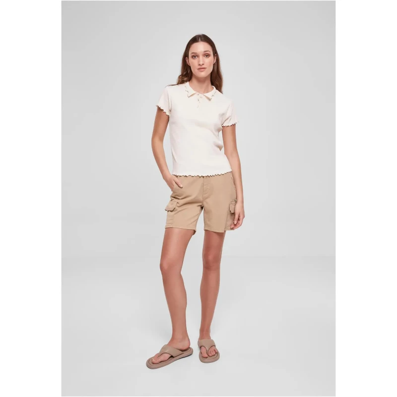 Image of Urban Classics Womens large size Polo shirt Urban Classics Rib Beige Female 5XL