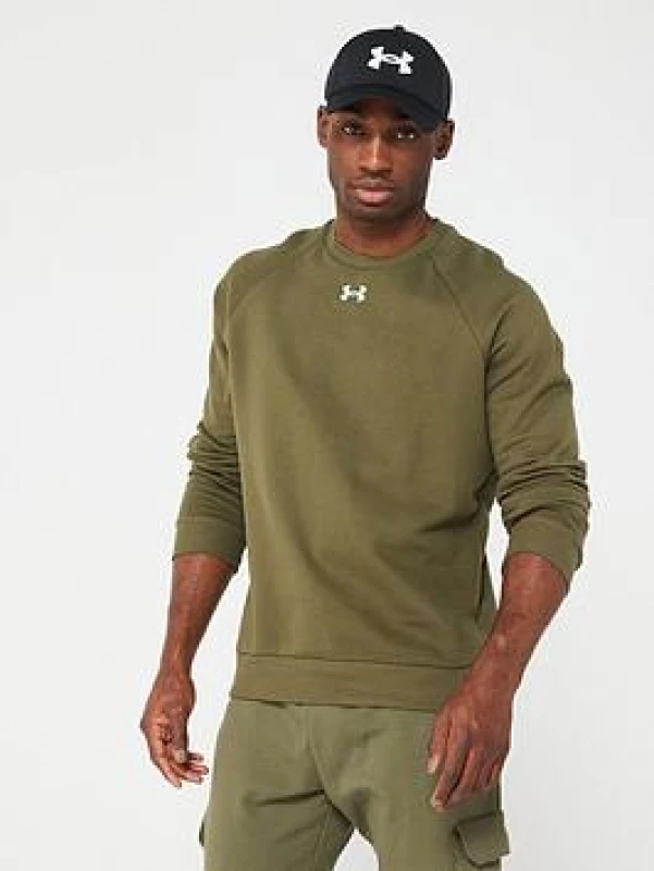 Image of Under Armour Armour UA Rival Fleece Crew Mens Crew Sweaters M Green 52032716390