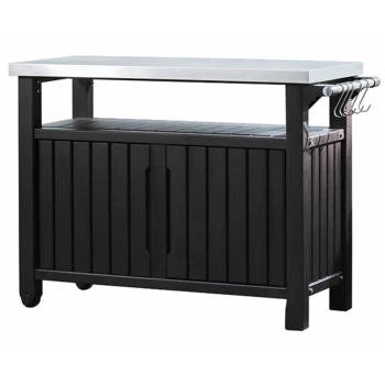 image of Keter Multifunctional Outdoor Table for BBQ Unity XL Woodlook - Black