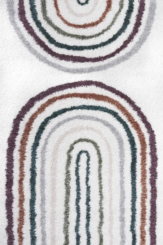 Image of THE RUGS Moodi Rainbow Design Shaggy Soft High Pile Living Room Rug Runner Size: 80cm x 150cm Multicolor Unisex 80cm x 150 cm