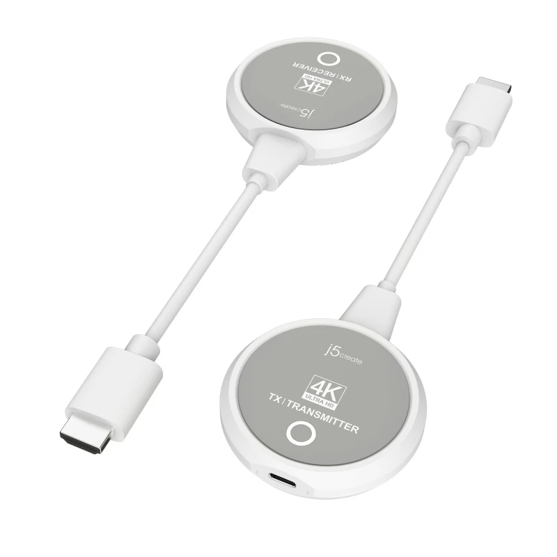 Image of J5CREATE ScreenCast 4K Wireless Display HDMI Extender, White,Silver/Grey 4712795087321