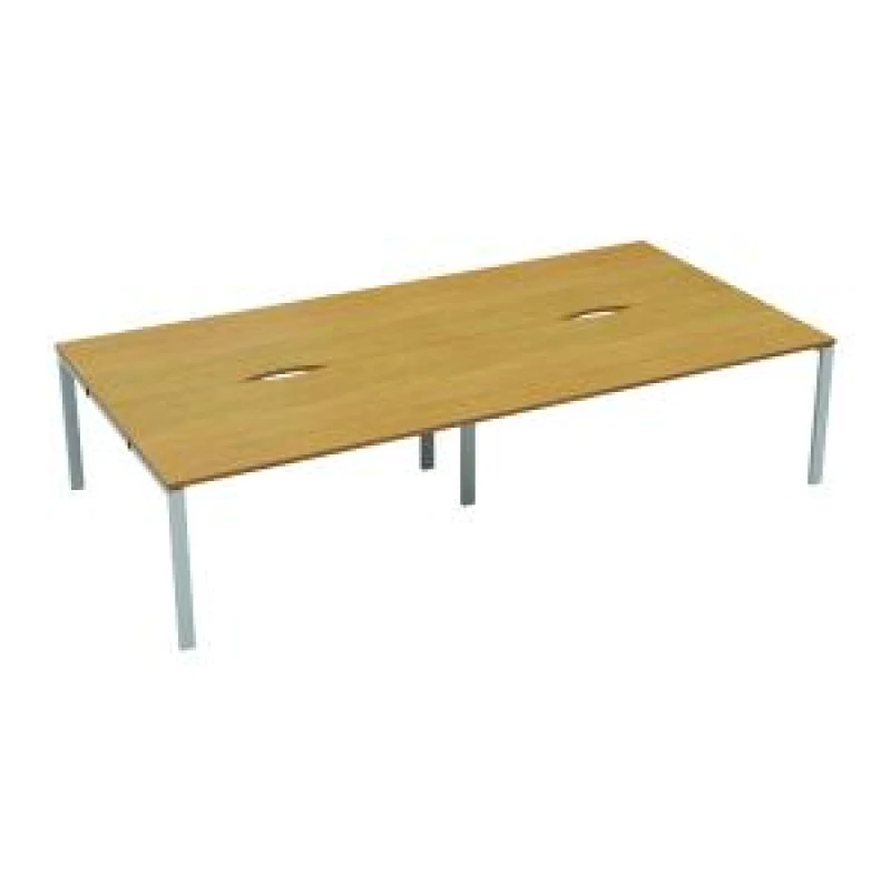 Image of Jemini 4 Person Bench Desk 2400x1600x730mm Nova Oak/White KF808749
