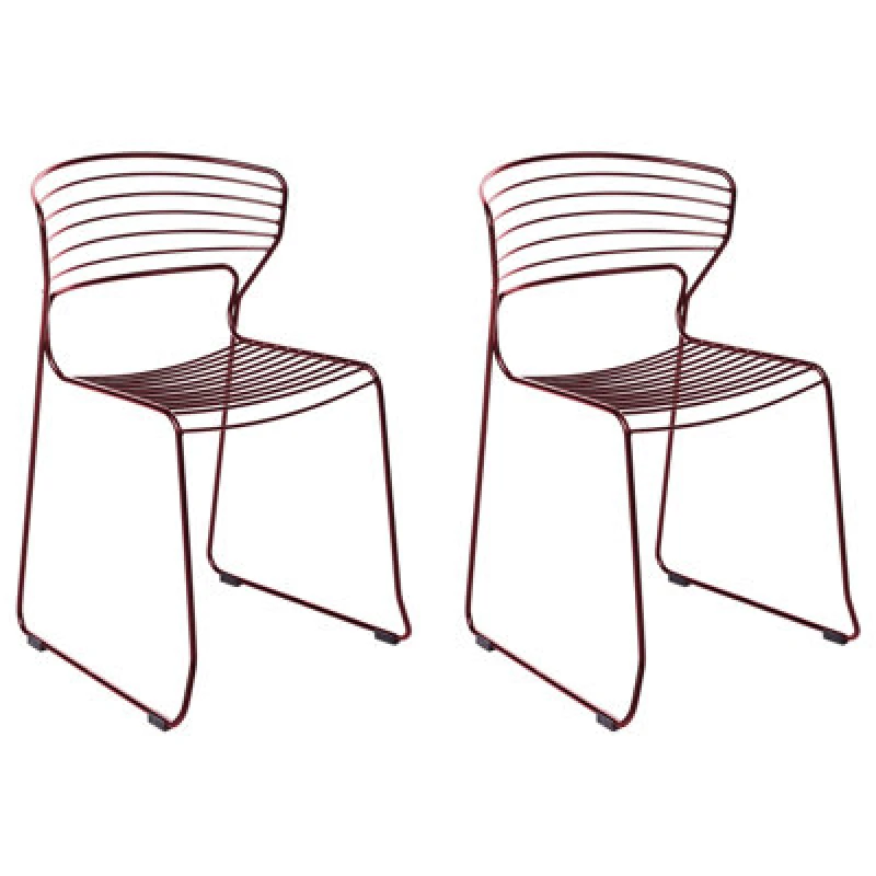 Image of Beliani Set Of 2 Garden Chairs Pistoia Metal Red