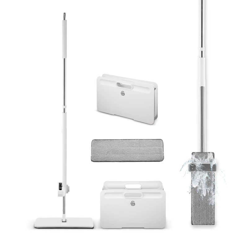 Image of Swan Elevate Self-Wringing Flat Mop and Folding Bu White unisex Medium