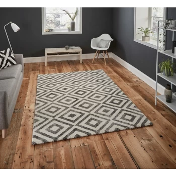 Image of Elegant 4893 Grey White 120cm x 170cm Rectangle - Grey and Ivory