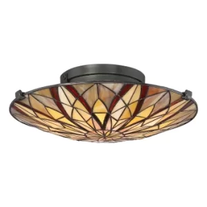 Image of Victory Tiffany Semi-Flush, Valiant Bronze, E27