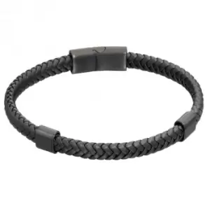 image of Reborn Clasp Black Recycled Leather Bracelet B5322