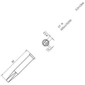 Image of Weller T0054470299 XT M Soldering Tip Chisel 3.2mm x 1.2mm