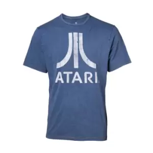 Image of Atari Logo Faux Denim T-Shirt, Male, Large, Blue (TS551120ATA-L)